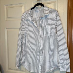 Old Navy “The Classic Shirt” White with Blue Stripes - XL